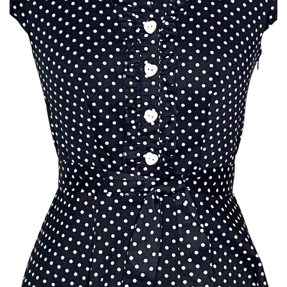 Wedtrend 1950s Style Retro Dress Womens Small Black White Polka Dot Tradwife - Picture 5 of 12